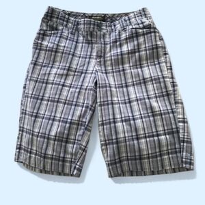 Eddie Bauer plaid Bermuda shorts size 4 multicolor blue plaid lots pocke…
